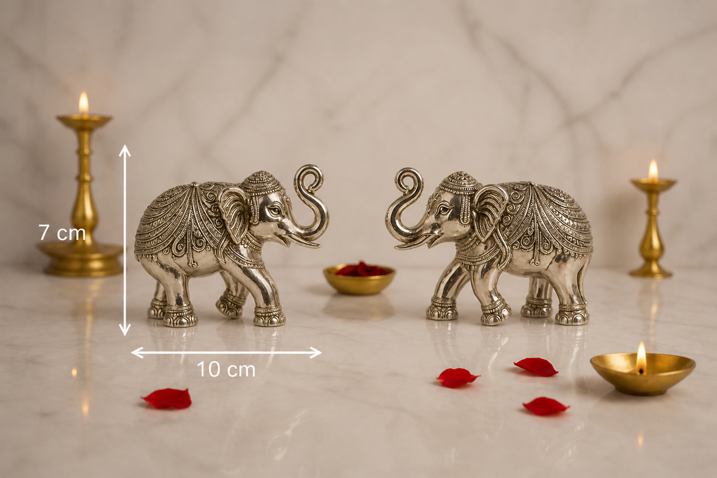 Silver Twin Elephant (Pair)