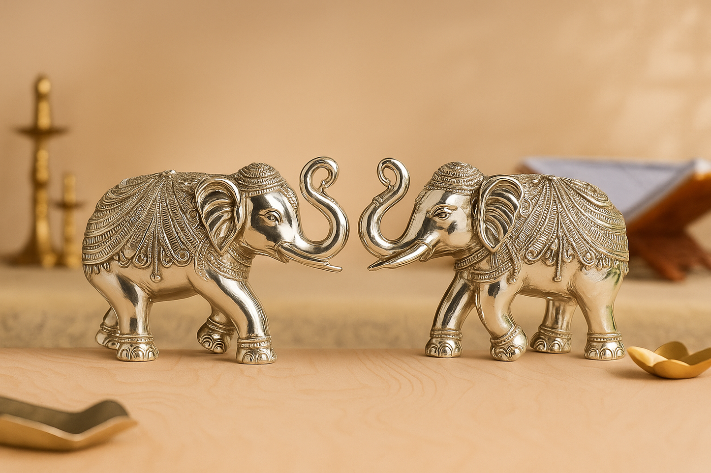 Silver Twin Elephant