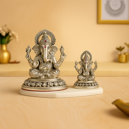 Oxidised Ganesh Idol Sitting