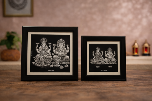 Lakshmi Ji and Ganesh Ji Large Black Frame