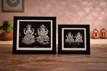 Lakshmi Ji and Ganesh Ji Large Black Frame