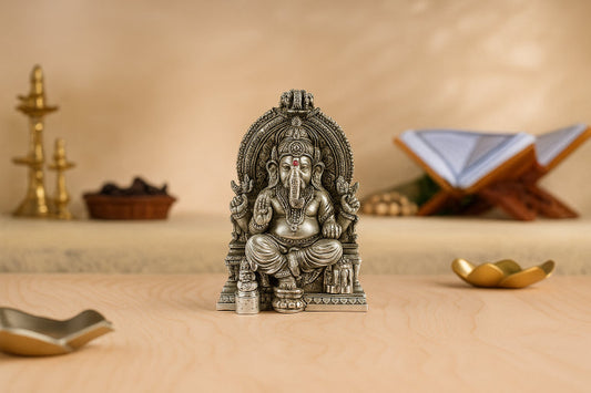 Oxidised Ganesh Sitting Idol