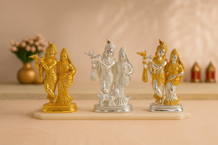 Radha Krishna Gold Idol