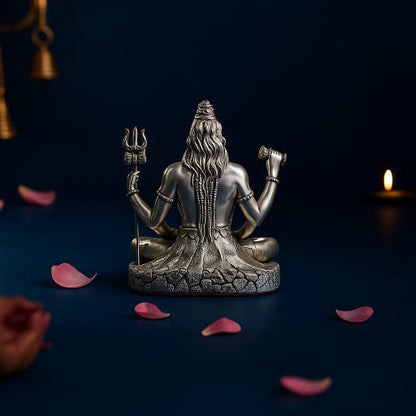 33 Matte Silver Shiv Sitting Idol