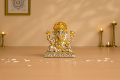 Golden Ganesh Sitting Idol (Dual-tone Idol)