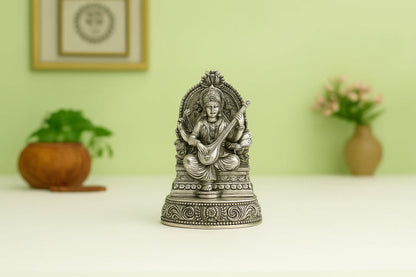 Oxidised Goddess Saraswati Idol