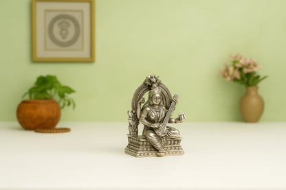 Oxidised Goddess Saraswati Idol