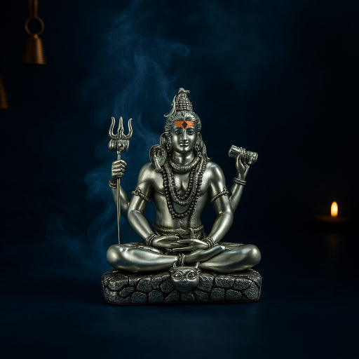 33 Matte Silver Shiv Sitting Idol