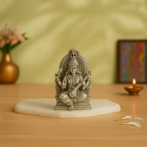 Oxidised Goddess Saraswati Idol