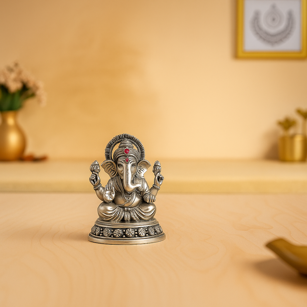 Oxidised Ganesh Idol Sitting