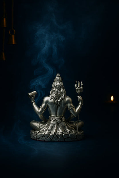 33 Matte Silver Shiv Sitting Idol