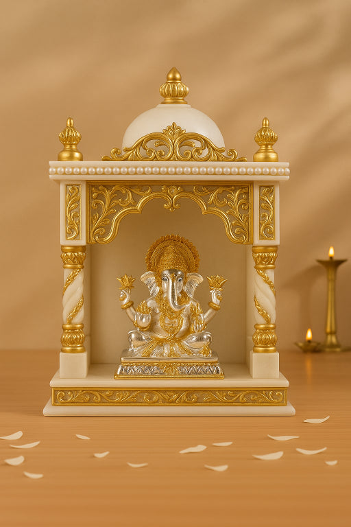 Golden Ganesh Sitting Idol (Dual-tone Idol)