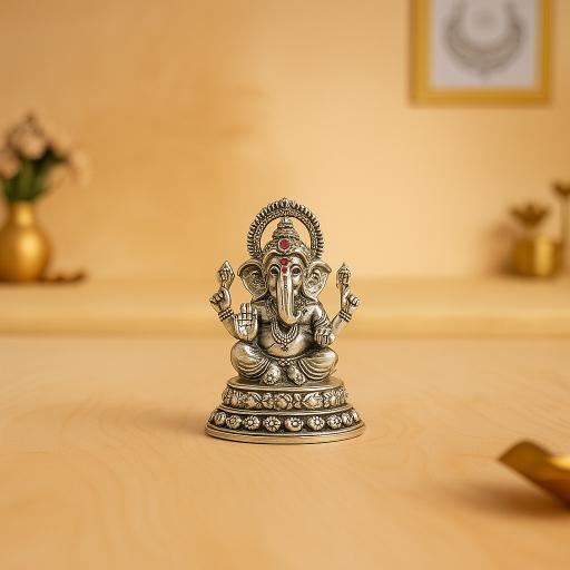 Oxidised Ganesh Sitting Idol