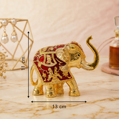 Gold Elephant Red Meenakari