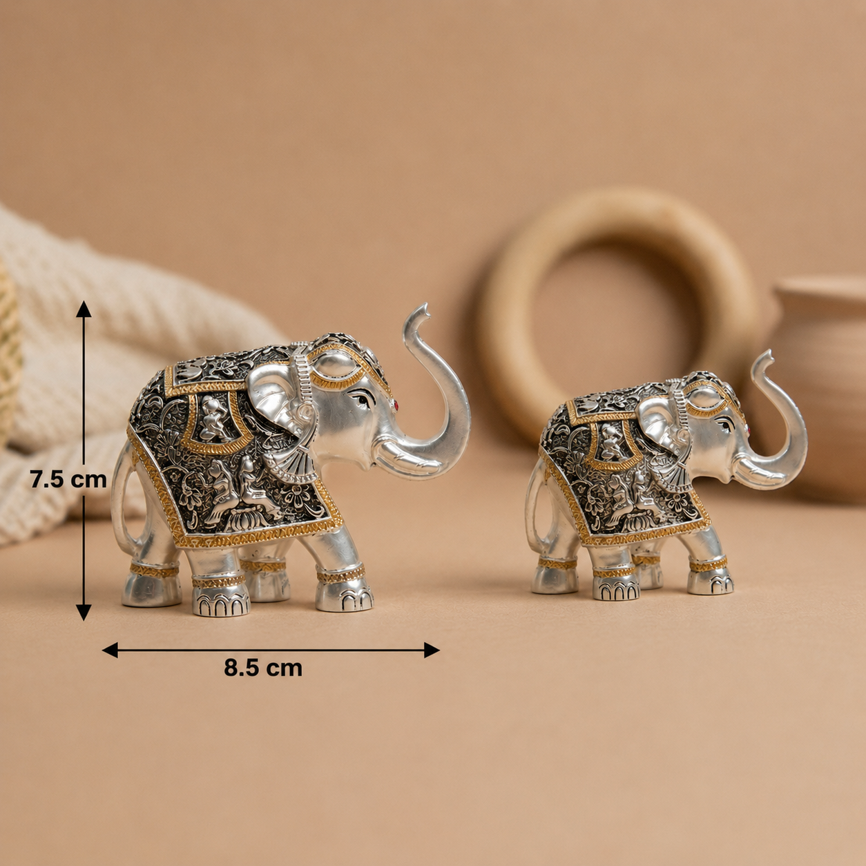 Oxidized Matte Silver Black Elephant