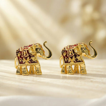 Gold Elephant Red Meenakari