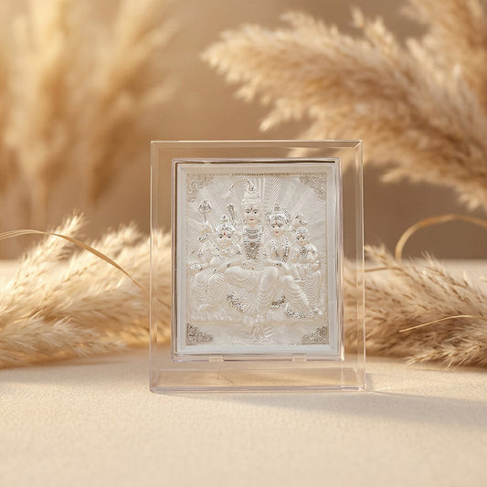 Shiva Parvati Ganesha Silver Frame