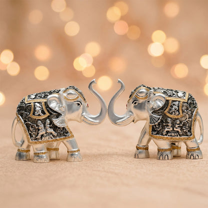 Oxidized Matte Silver Black Elephant