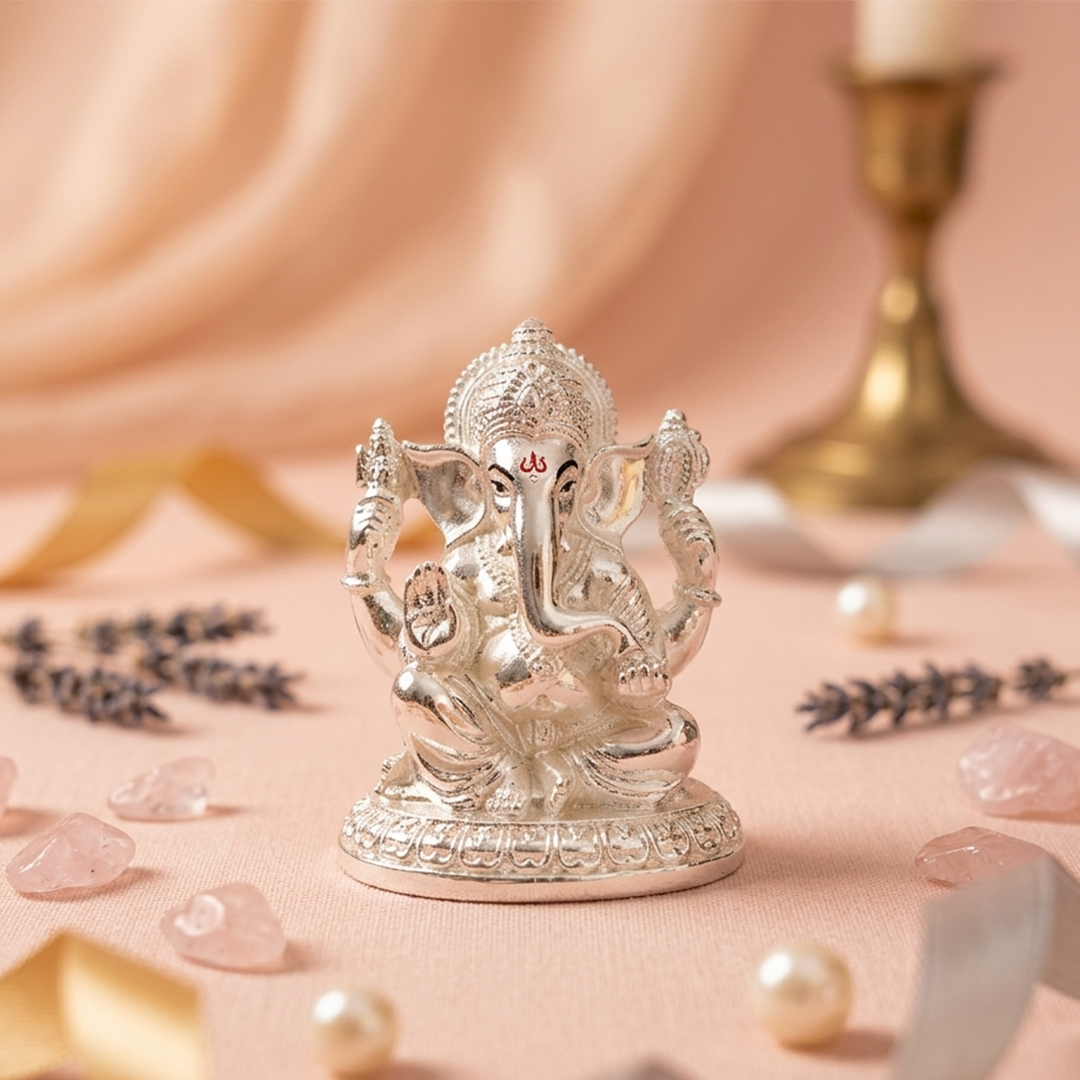 Glossy Silver Ganesh