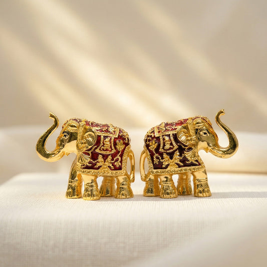 Gold Elephant Red Meenakari