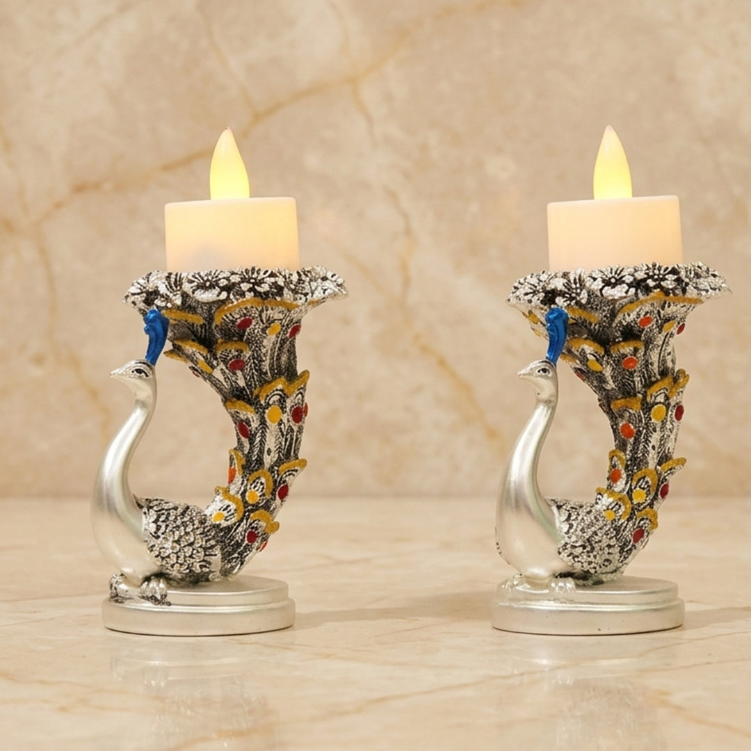 Peacock Candle Stand Set