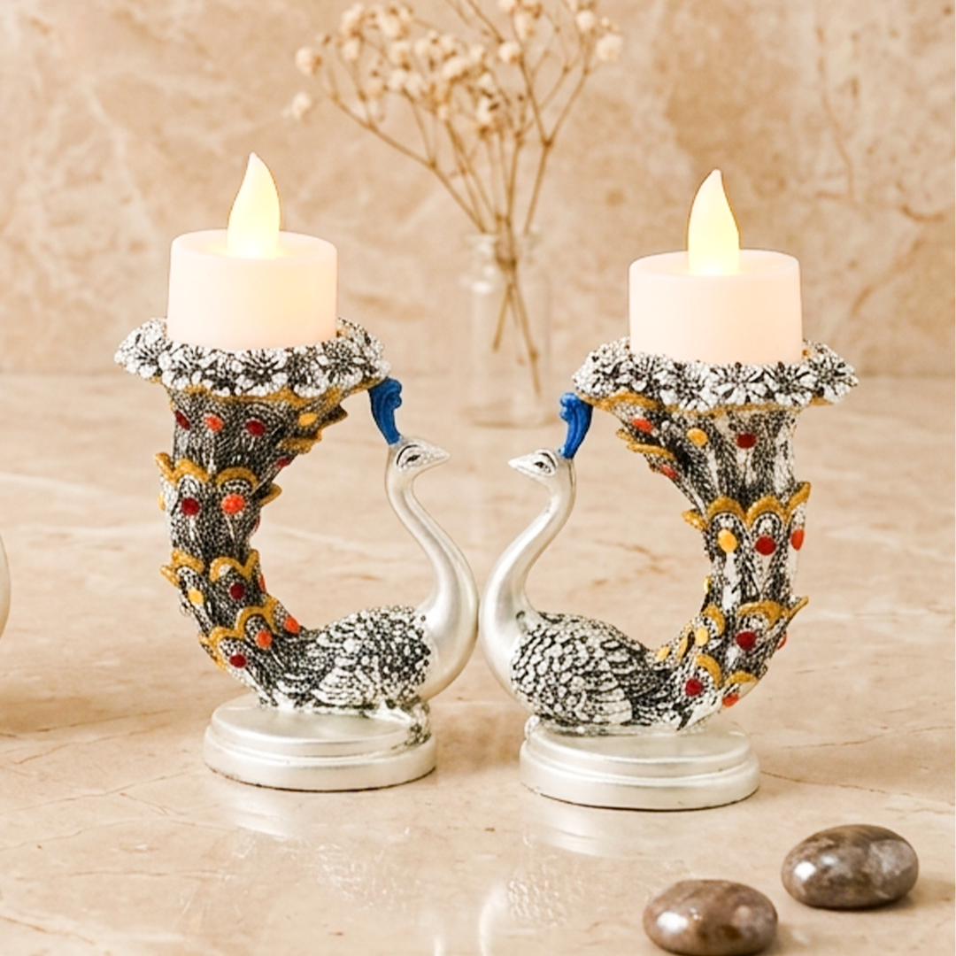 Peacock Candle Stand Set