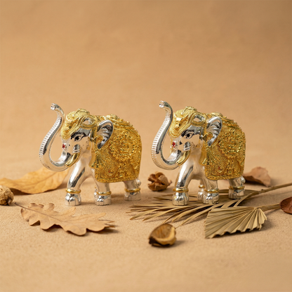 Glossy Silver-Golden Elephant