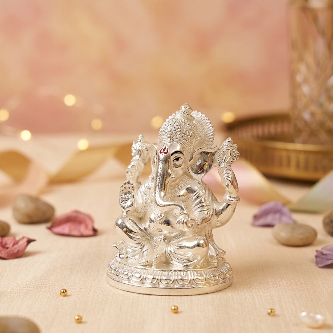 Glossy Silver Ganesh