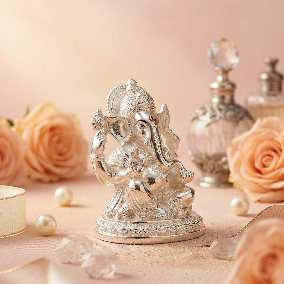 Glossy Silver Ganesh