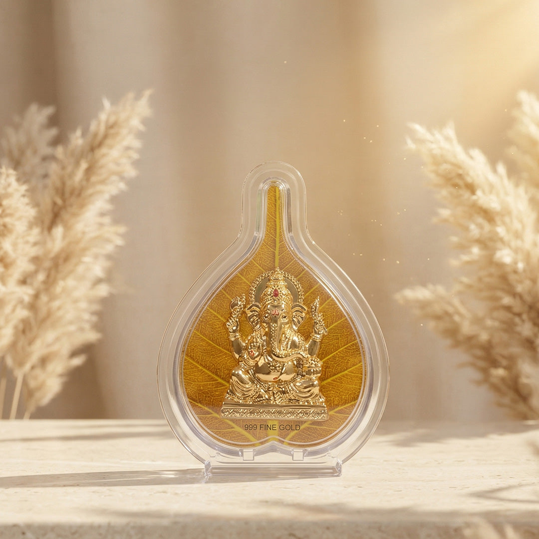 Ganesha Silver & Golden Leaf