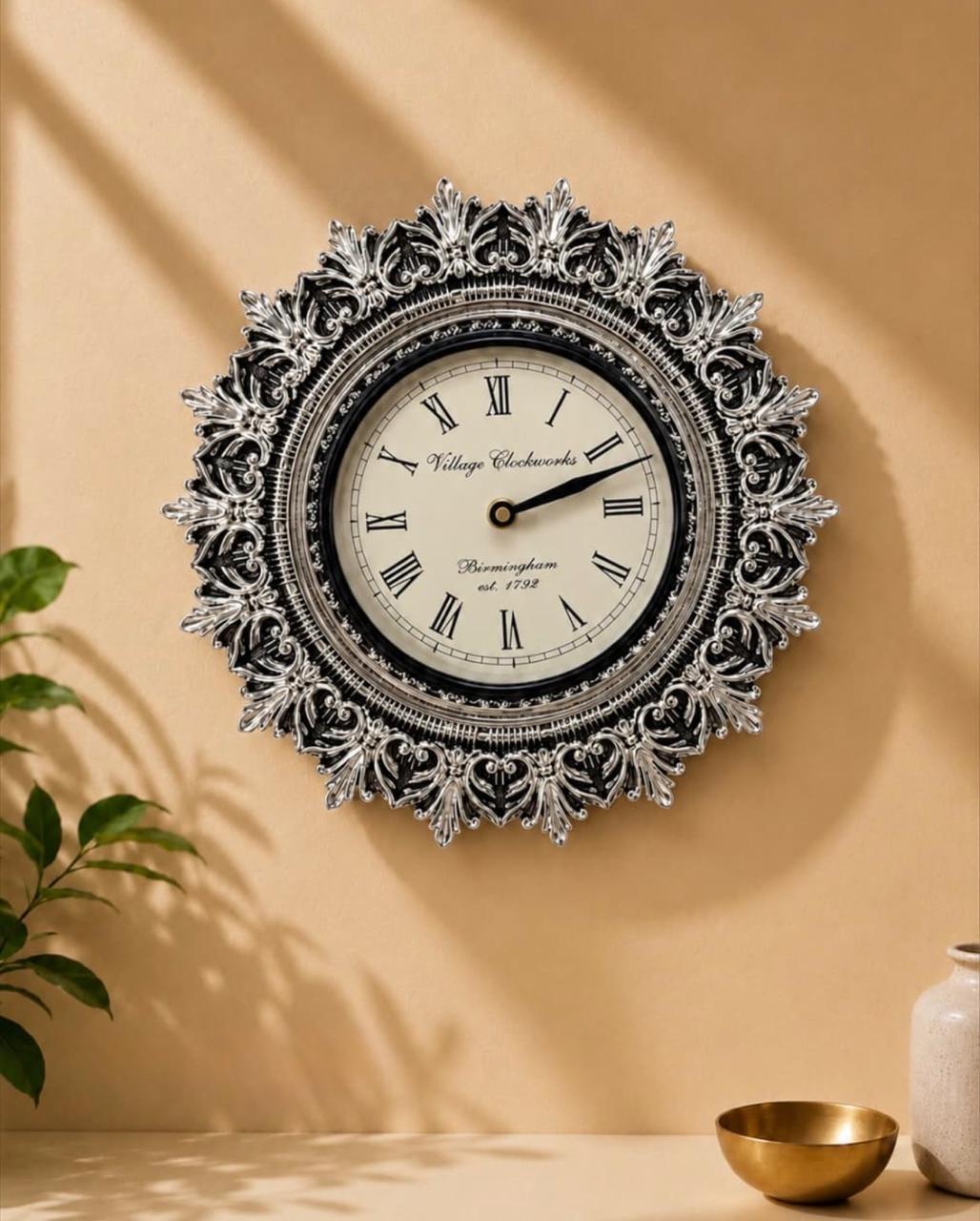 Vintage Silver Plated Wall Clock