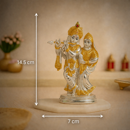 Radha Krishna Silver & Gold Idol
