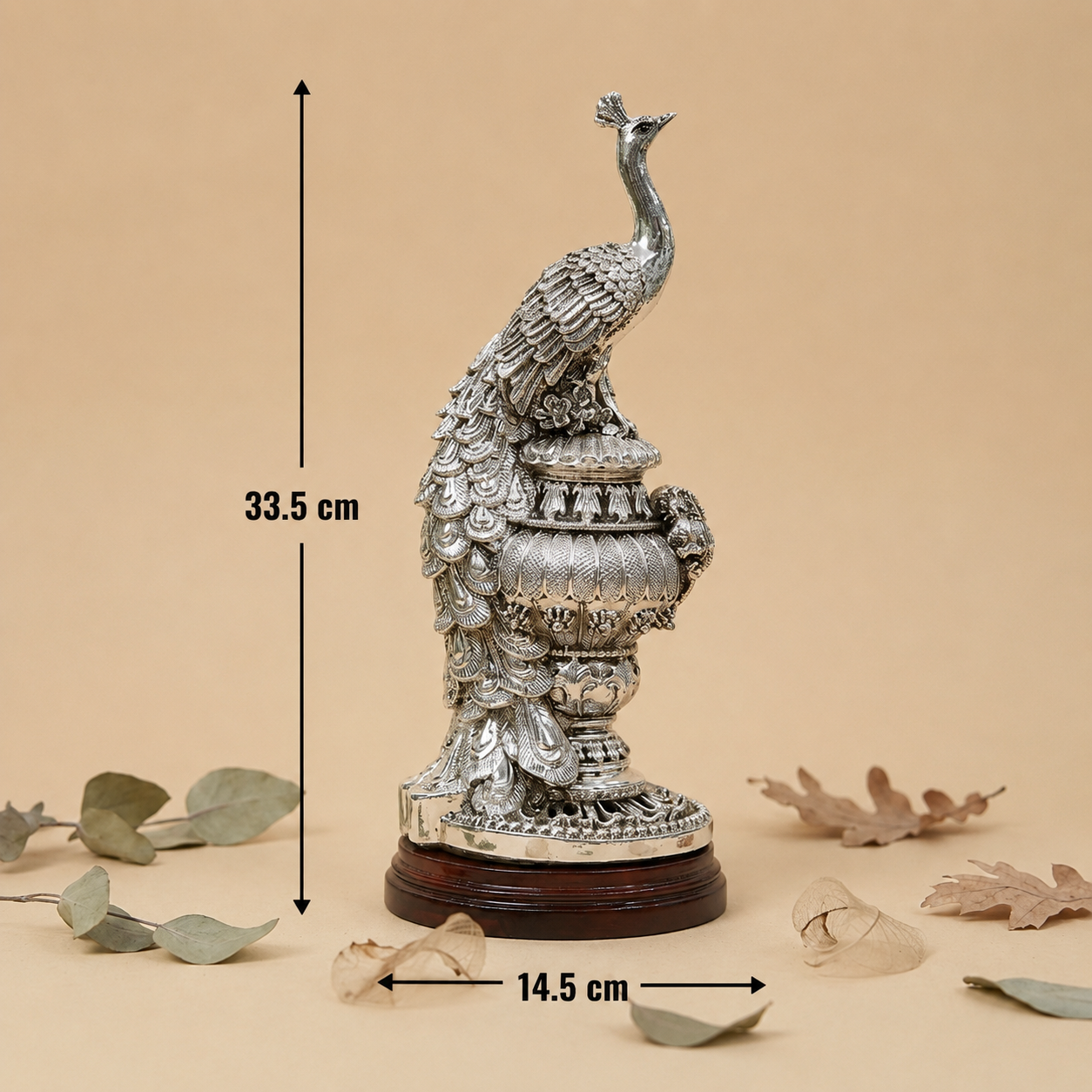 Peacock With Wooden Base