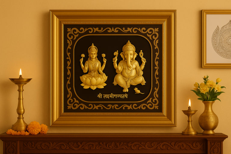 Ganesh Laxmi + Ganesh Laxmi Big (Gold Frame)