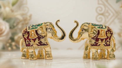 Gold Elephant Red Meenakari