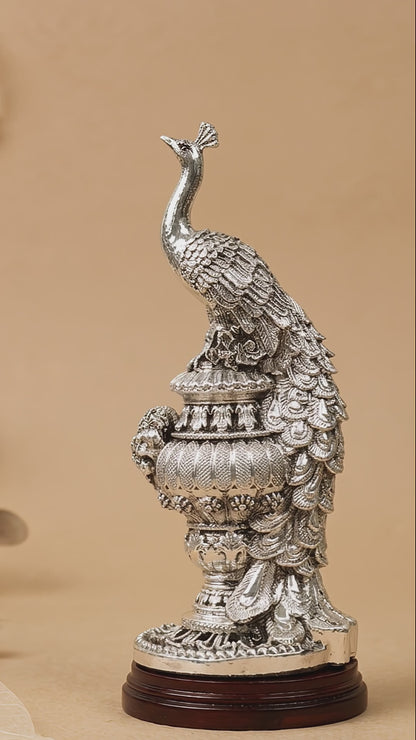 Peacock With Wooden Base