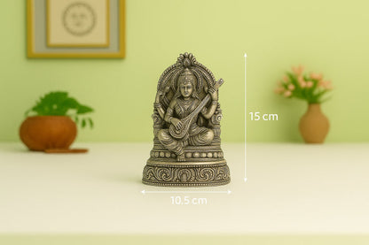 Oxidised Goddess Saraswati Idol