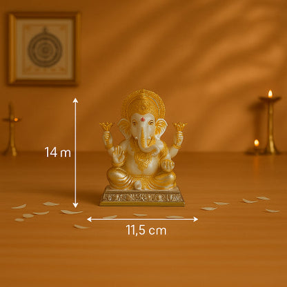 Golden Ganesh Sitting Idol (Dual-tone Idol)