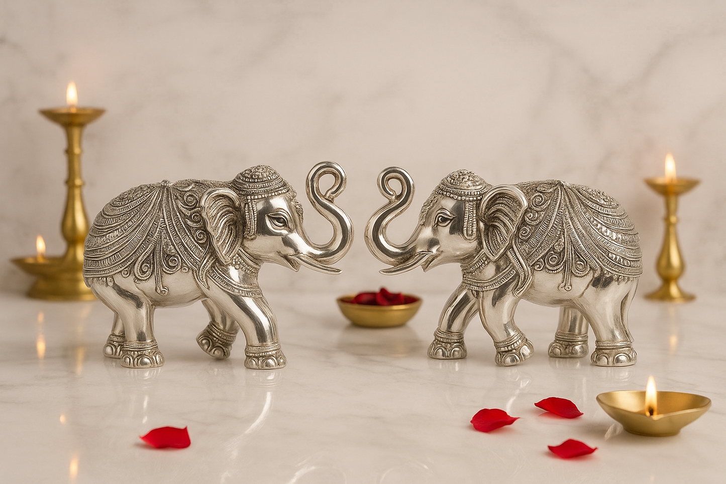 Silver Twin Elephant