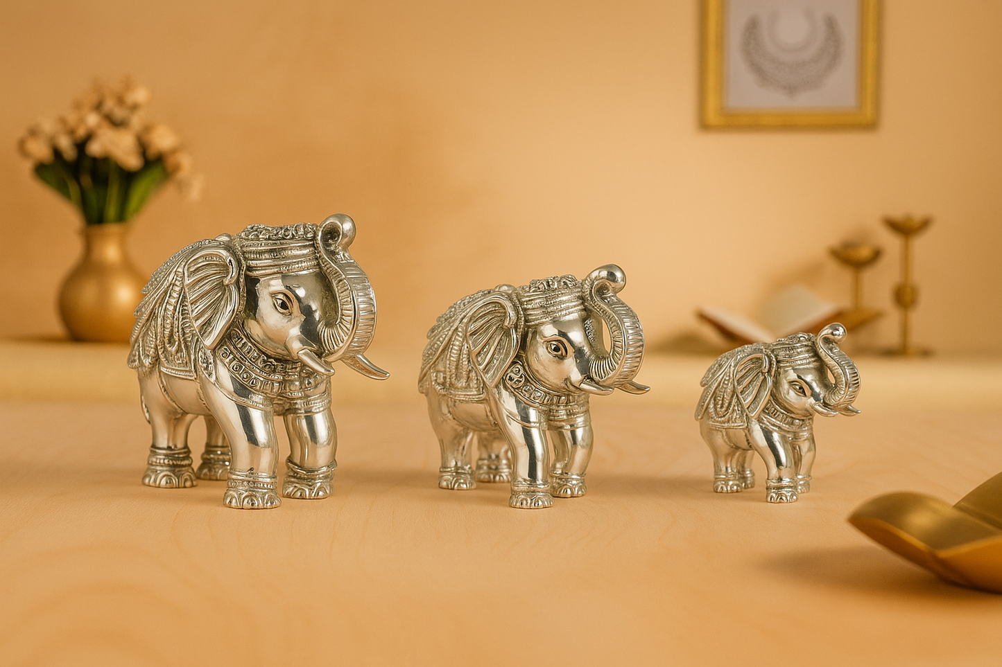 Silver Twin Elephant