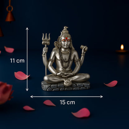 33 Matte Silver Shiv Sitting Idol